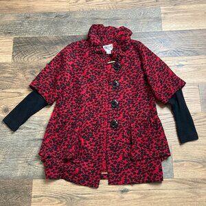 Vgt. An Ren New York Women’s Art To Wear Abstract Leaf Floral Red/Black S/M